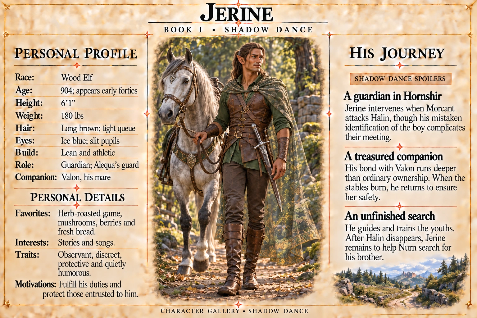 Jerine — Shadow Dance character card; profile and portrait only