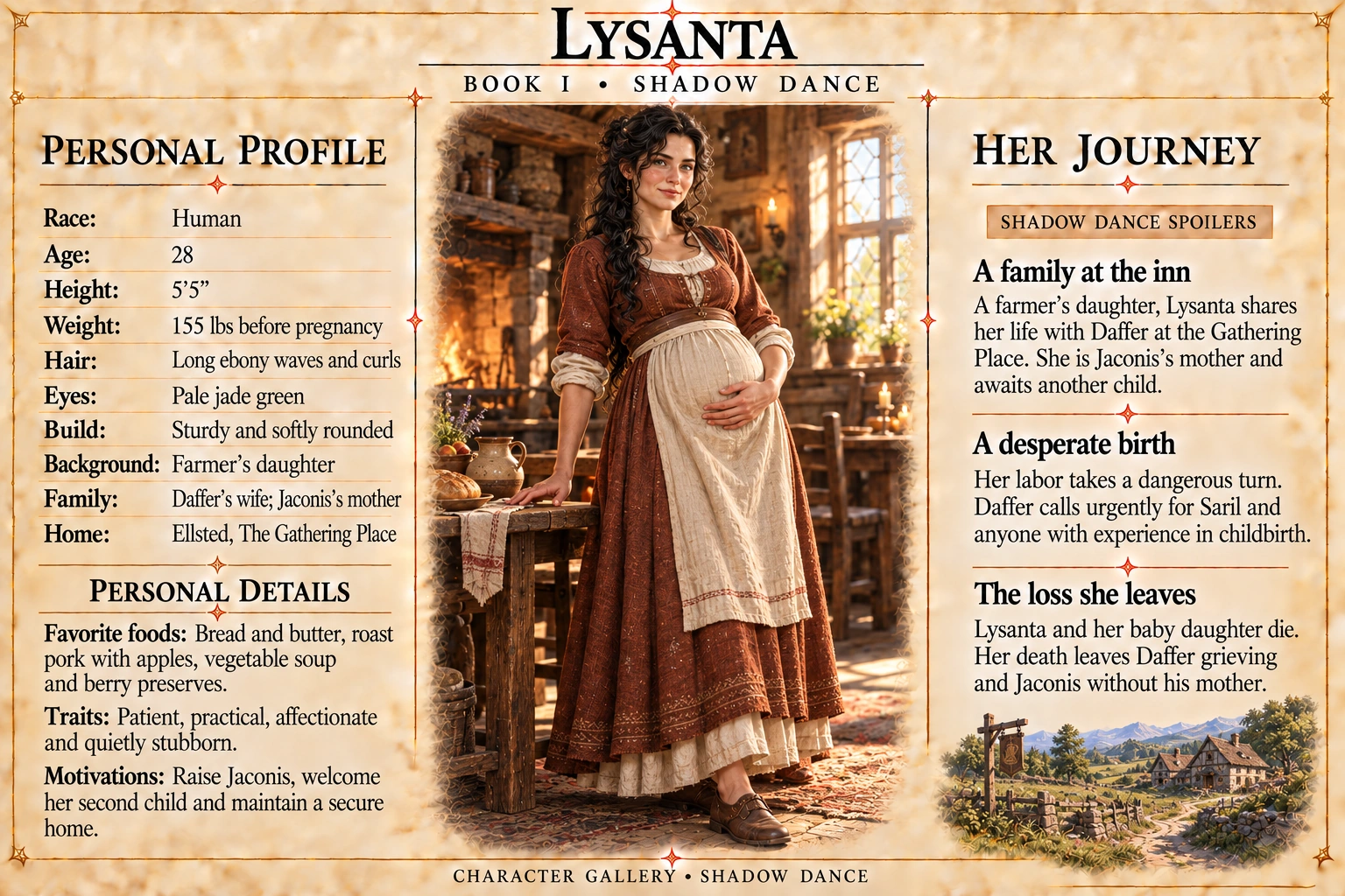 Lysanta — Shadow Dance character card; profile and portrait only