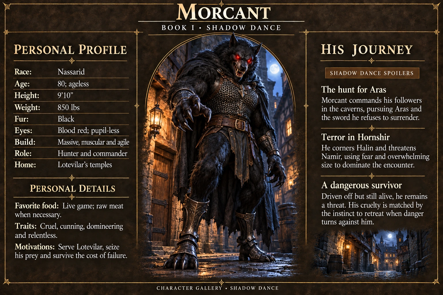 Morcant — Shadow Dance character card; profile and portrait only