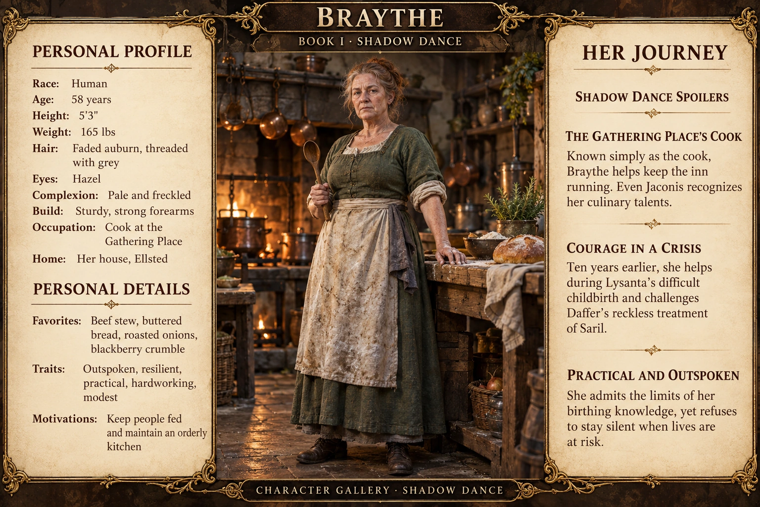 The Cook — Shadow Dance character card; profile and portrait only