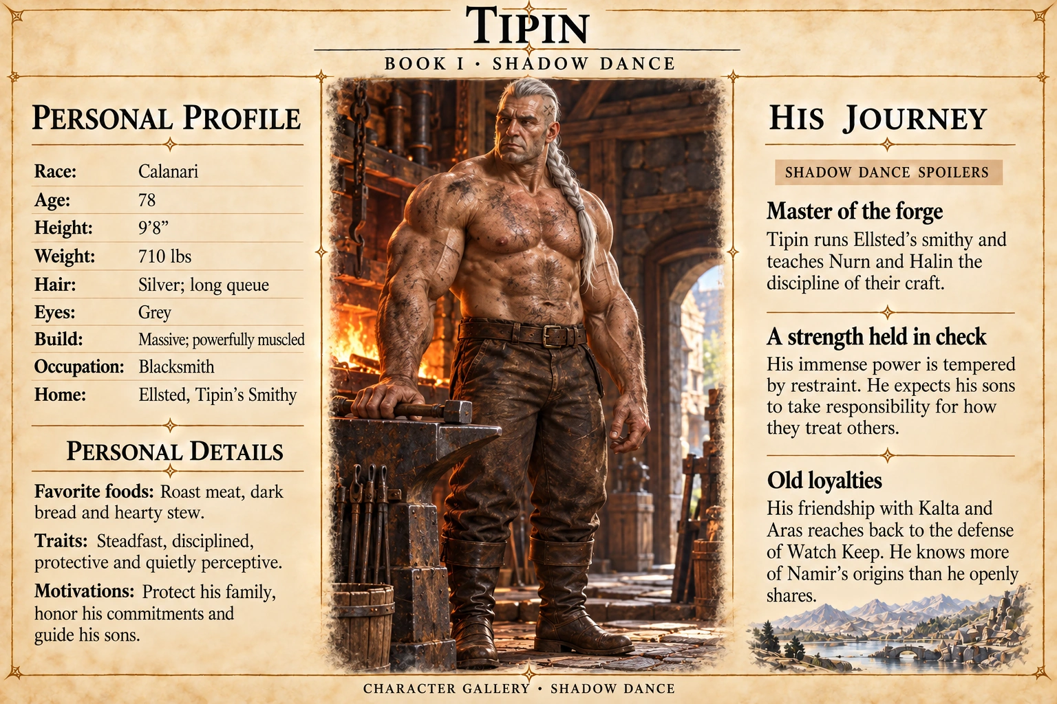 Tipin — Shadow Dance character card; profile and portrait only